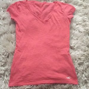Peachy pink xs hollister v-neck fitted top